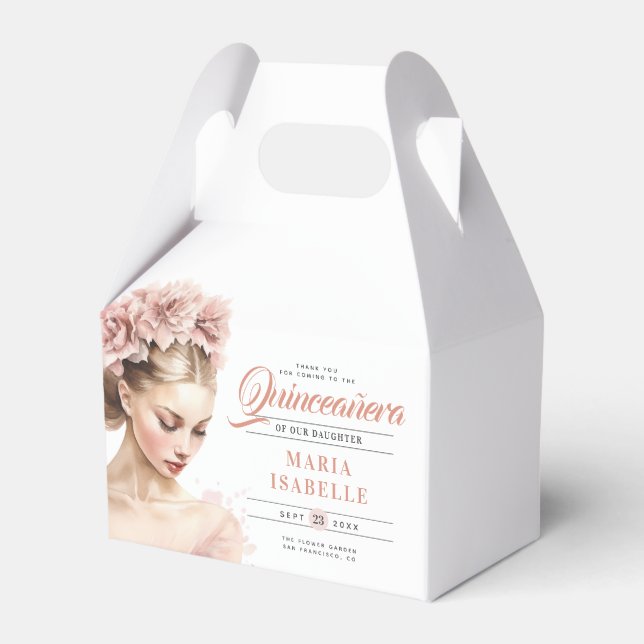 Ro Guld Rosa Calligraphy Quinceanera Party Presentaskar (Framsidan Sidan)