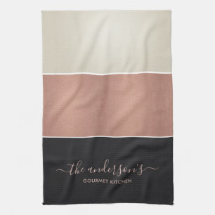 RO GULD ROSA COPPER SILVER BLACK STRIPS KÖKSHANDDUK