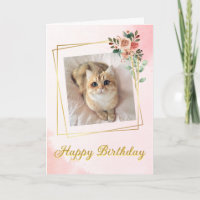 Ro Guld & Rosa Cute Cat Birday Card