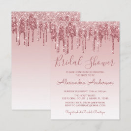 Ro Guld Rosa Dripping Glitter Möhippa Inbjudningar