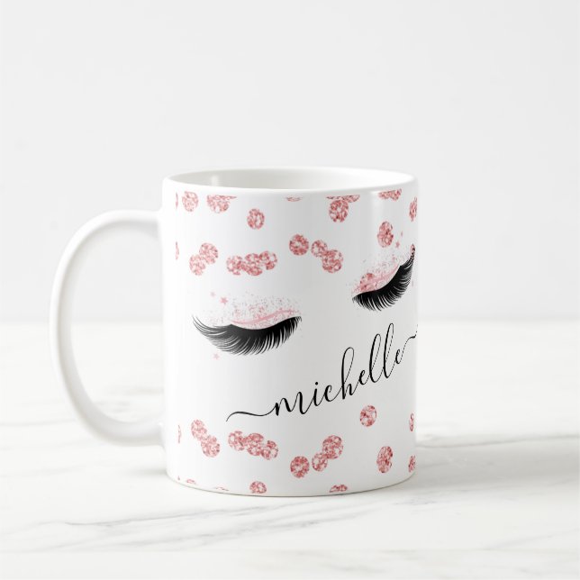 Ro Guld  Rosa Eyelash Glitter confetti Kaffemugg (Vänster)