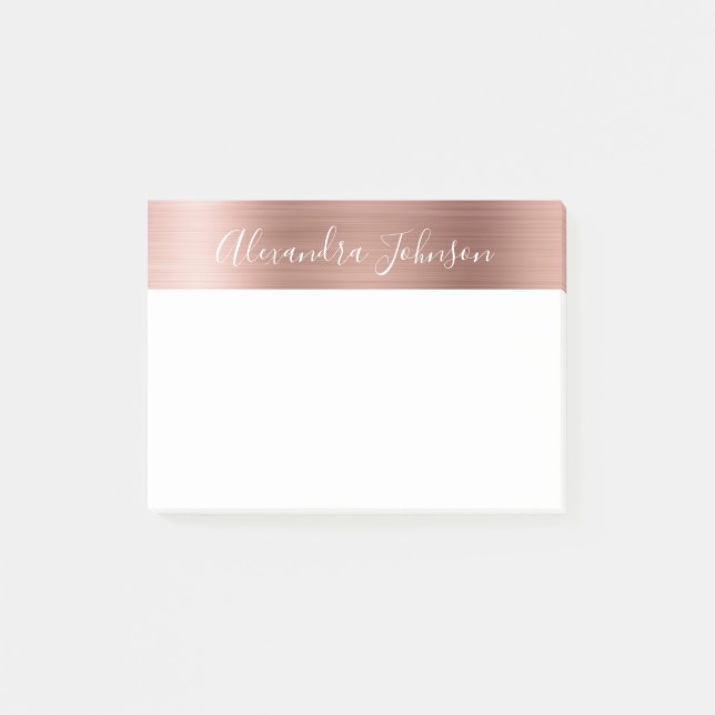 Ro Guld - Rosa Foil Professionell Business Post-it Block (Framsida)
