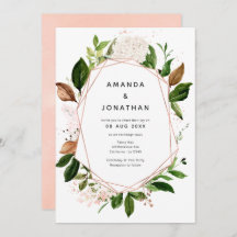 Ro Guld & Rosa Geometric Greenery Bröllop