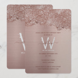 Ro Guld Rosa Girly Glitter varje år Inbjudningar