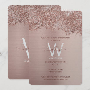 Ro Guld Rosa Girly Glitter varje år Inbjudningar