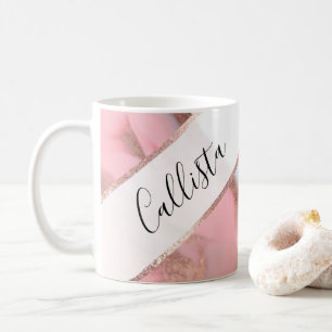 Ro Guld Rosa Girly Modern Paden Marble Kaffemugg