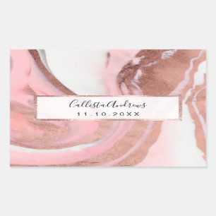 Ro Guld Rosa Girly Modern Paden Marble Rektangulärt Klistermärke