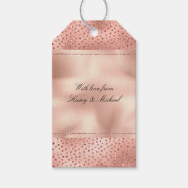 Ro Guld Rosa Glam Glitter Dots Presentetikett