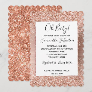 Ro Guld Rosa Glam Glitter Inbjudningar