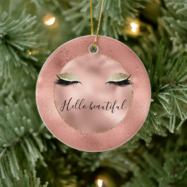 Ro Guld Rosa Glam Glitzy Black Eyelash Julgransprydnad Keramik