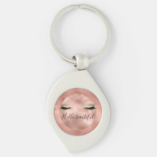 Ro Guld Rosa Glam Glitzy Black Eyelash Swirl Silverfärgad Nyckelring