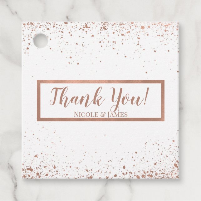 Ro Guld Rosa Glam Modern Chic Bröllopsförmån Gåvor Etiketter (Framsida)