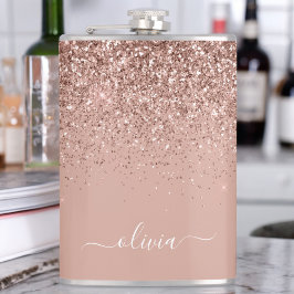 Ro Guld Rosa Glitter Anpassningsbar Monogram Namn Fickplunta
