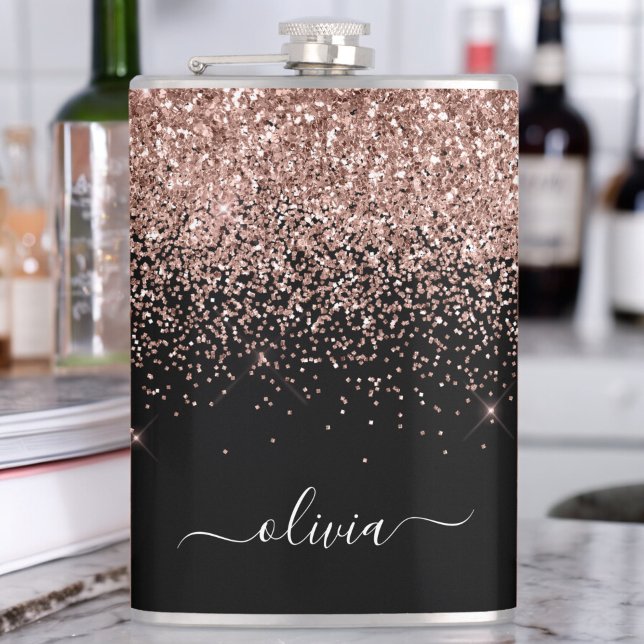 Ro Guld  Rosa Glitter Anpassningsbar Monogram Namn Fickplunta (Skapare uppladdad)