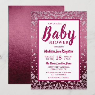 Ro Guld Rosa Glitter Babyskåpare Inbjudan