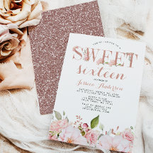 Ro Guld Rosa Glitter Blommigt Sweet sixteen