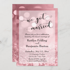 Ro Guld Rosa Glitter bokeh Vi Har gifta oss Inbjudningar