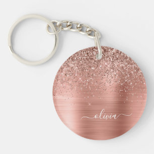 Ro Guld Rosa Glitter Brushed Metall Monogram