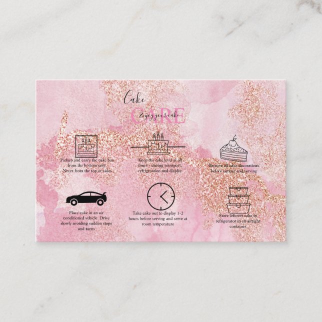 Ro Guld Rosa Glitter Cake Care Visitkort (Framsida)