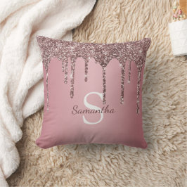 Ro Guld Rosa Glitter Drives Gnistra Monogram Namn Kudde
