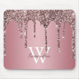 Ro Guld Rosa Glitter Drives Gnistra Monogram Namn Musmatta