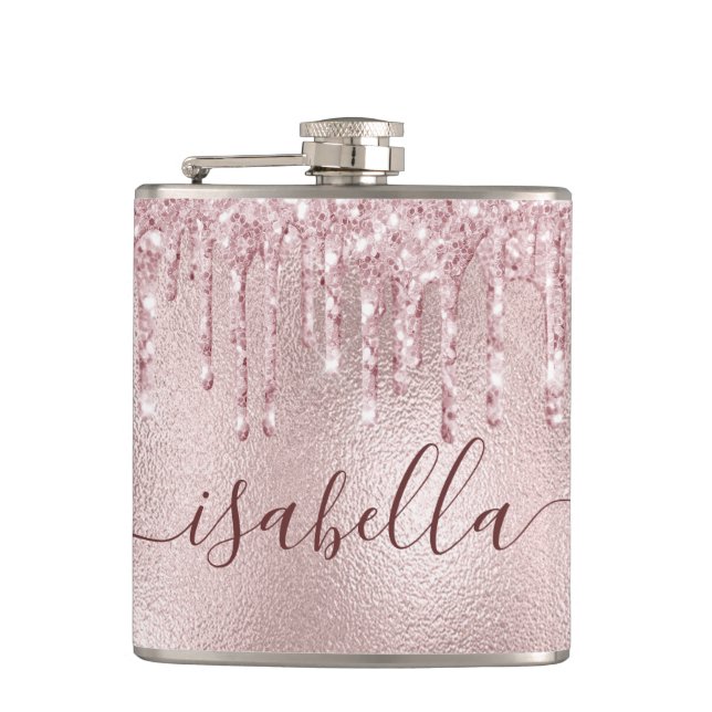 Ro guld rosa glitter droppar monogrammanus  fickplunta (Framsidan)