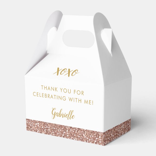 Ro Guld Rosa Glitter Enkel modern flickfödelsedag Presentaskar (Framsidan Sidan)