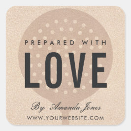 RO GULD ROSA GLITTER FORK CHEF GJORD MED KÄRLEK FYRKANTIGT KLISTERMÄRKE