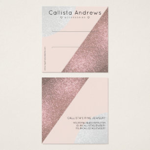 Ro Guld Rosa Glitter Geo Heart Clip Visning Fyrkantigt Visitkort