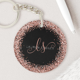 Ro Guld  Rosa Glitter Glam Monogram Namn