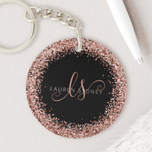 Ro Guld Rosa Glitter Glam Monogram Namn