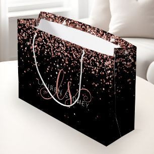 Ro Guld  Rosa Glitter Glam Monogram Namn