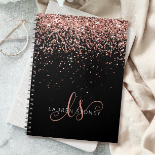 Ro Guld Rosa Glitter Glam Monogram Namn Anteckningsbok
