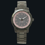 Ro Guld  Rosa Glitter Glam Monogram Namn Armbandsur<br><div class="desc">Glam Ro Guld Glitter Elegant Monogram Watch. Anpassa chicen på trendiget enkelt och med elegant guld med gnistrande glitter mot svart bakgrund. Designen har ditt handskrivna skriptmonogram med söt-snurrar och ditt namn.</div>