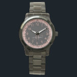 Ro Guld  Rosa Glitter Glam Monogram Namn Armbandsur<br><div class="desc">Glam Ro Guld Glitter Elegant Monogram Watch. Anpassa chicen på trendiget enkelt och med elegant guld med gnistrande glitter mot svart bakgrund. Designen har ditt handskrivna skriptmonogram med söt-snurrar och ditt namn.</div>