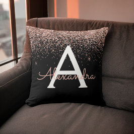 Ro Guld Rosa Glitter Glam Monogram Namn Kudde