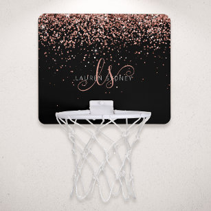 Ro Guld  Rosa Glitter Glam Monogram Namn Mini-Basketkorg