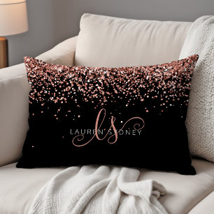 Ro Guld  Rosa Glitter Glam Monogram Namn Prydnadskudde