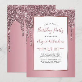 Ro Guld Rosa Glitter Gnistra Födelsedagsfest Inbjudningar