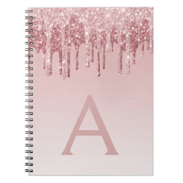 Ro Guld Rosa Glitter Gnistra Monogram bärbar dator Anteckningsbok
