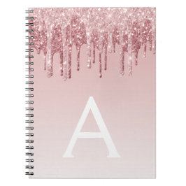 Ro Guld Rosa Glitter Gnistra Monogram bärbar dator Anteckningsbok