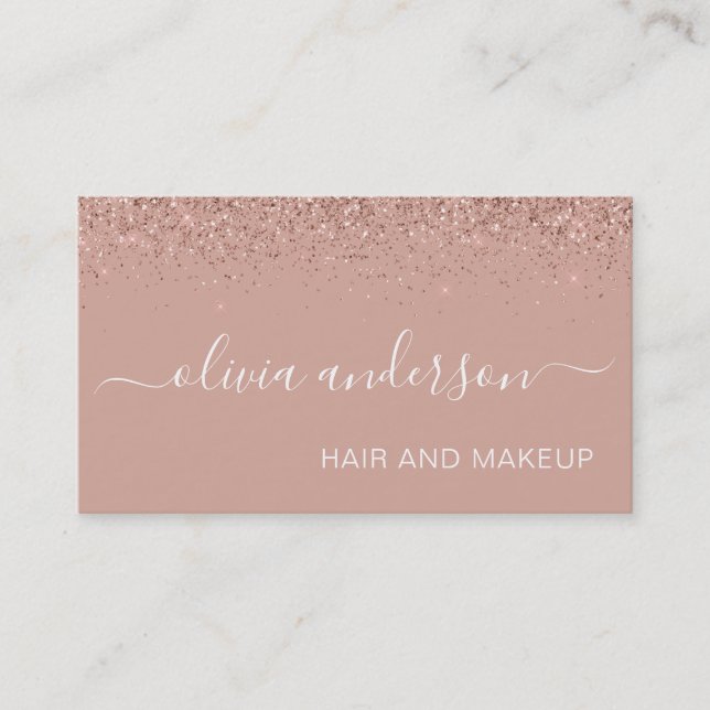 Ro Guld  Rosa Glitter Hair Makeup Salon Visitkort (Framsida)