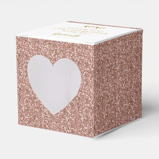 Ro Guld Rosa Glitter Heart XOXO Tack Party Presentaskar (Framsidan Sidan)