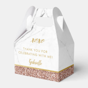 Ro Guld Rosa Glitter Marble Party Presentaskar