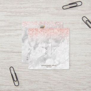 Ro Guld Rosa Glitter Marble Ring visning logotyp  Fyrkantigt Visitkort