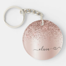 Ro Guld -  Rosa Glitter Metall Monogram Namn