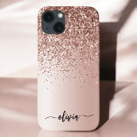Ro Guld -  Rosa Glitter Metall Monogram Namn<br><div class="desc">Ro Guld -  Rosa Faux Foil Metallic Gnistra och Dripping Glitter Brushed Metall Monogram Namn och Initial Mobil. Det gör perfekten söt 16-årsjubileum,  bröllop,  möhippa,  årsdag,  babydusch eller bachelorette-fest för någon som glam lyxen och chic stilar i kärlek.</div>