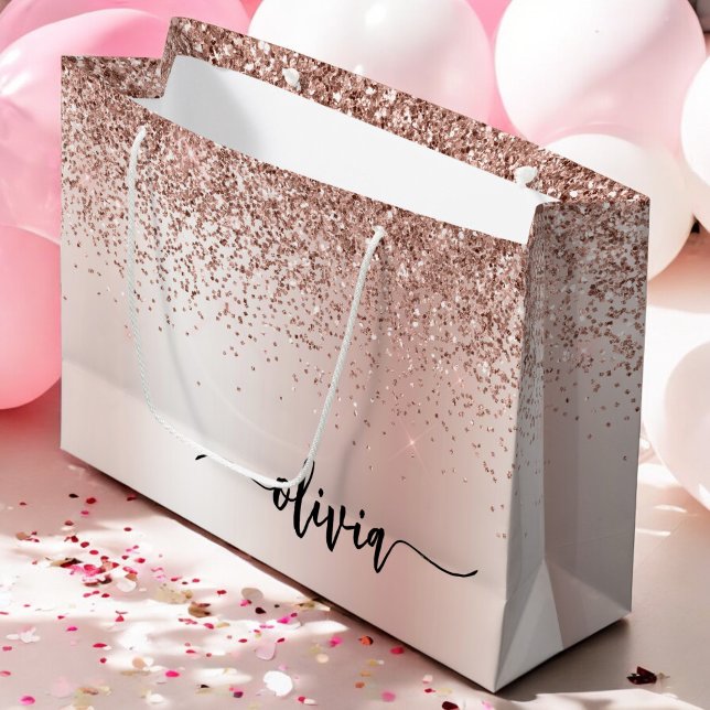 Ro Guld -  Rosa Glitter Metall Monogram Namn (Skapare uppladdad)