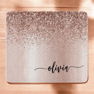 Ro Guld -  Rosa Glitter Metall Monogram Namn