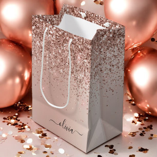Ro Guld -  Rosa Glitter Metall Monogram Namn